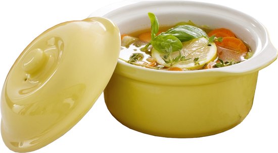 Foto: Mama cucina round bowl incl deksel 0 75 liter geel