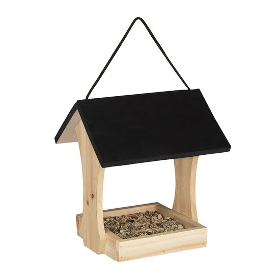 Relaxdays vogelvoederhuisje hangend - voederhuisje kleine vogels - vogelhuisje hout - tuin