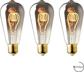 E27 LED lamp - 3-pack - Vintage Edison - 2.3W - Dimbaar- 2100K extra warm