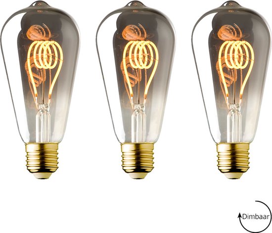 E27 LED lamp - 3-pack - Vintage Edison - 2.3W - Dimbaar- 2100K extra warm