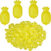 Relaxdays herbruikbare ijsblokjes - 100 stuks - plastic ijsklontjes - gekleurde ijsblokken - Ananas