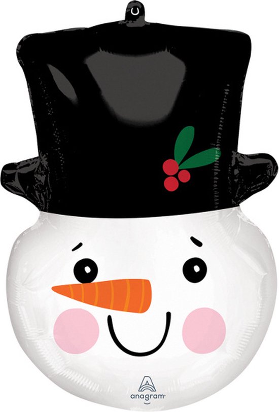 Anagram Folieballon Smiley Snowman 58 X 43 Cm Wit