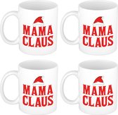 Set van 4x stuks mama Claus koffiemokken / theebekers kerst cadeau mama 300 ml