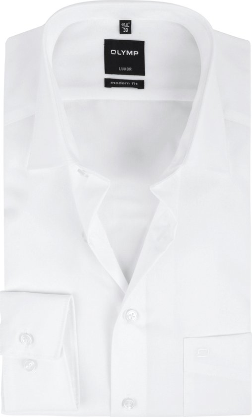 OLYMP Luxor modern fit overhemd - wit - Strijkvrij - Boordmaat: 45