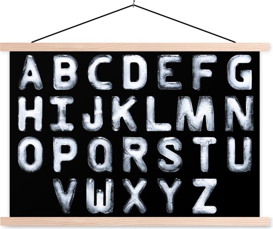 Schoolplaat - Het alfabet in witte letters - 150x100 cm - Blanke latten |  bol.com