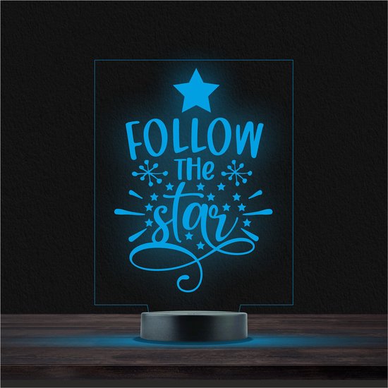 Led Lamp Met Gravering - RGB 7 Kleuren - Follow The Star