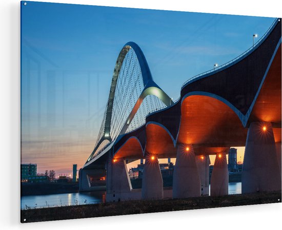 Artaza Glasschilderij - Oversteek Brug in Nijmegen - 135x90 - Groot - Plexiglas Schilderij - Foto op Glas