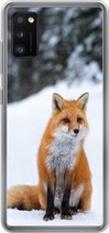 Geschikt voor Samsung Galaxy A41 hoesje - Vos - Sneeuw - Bos - Siliconen Telefoonhoesje