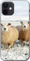 Geschikt voor iPhone 12 hoesje - Groep nieuwsgierige schapen - Siliconen Telefoonhoesje