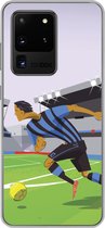 Geschikt voor Samsung Galaxy S20 Ultra hoesje - Een illustratie van spelers die voetballen in een stadion - Jongetje - Meisjes - Kinderen - Siliconen Telefoonhoesje