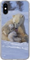 Geschikt voor iPhone X hoesje - IJsberen - Sneeuw - Wit - Siliconen Telefoonhoesje
