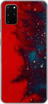 Geschikt voor Samsung Galaxy S20 Plus hoesje - Inkt - abstract - Rood - Blauw - Siliconen Telefoonhoesje