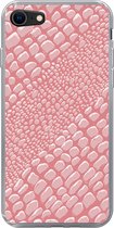Geschikt voor iPhone 8 hoesje - Krokodillenleer - Dierenprint - Roze - Siliconen Telefoonhoesje