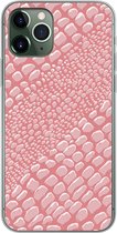 Geschikt voor iPhone 11 Pro hoesje - Krokodillenleer - Dierenprint - Roze - Siliconen Telefoonhoesje
