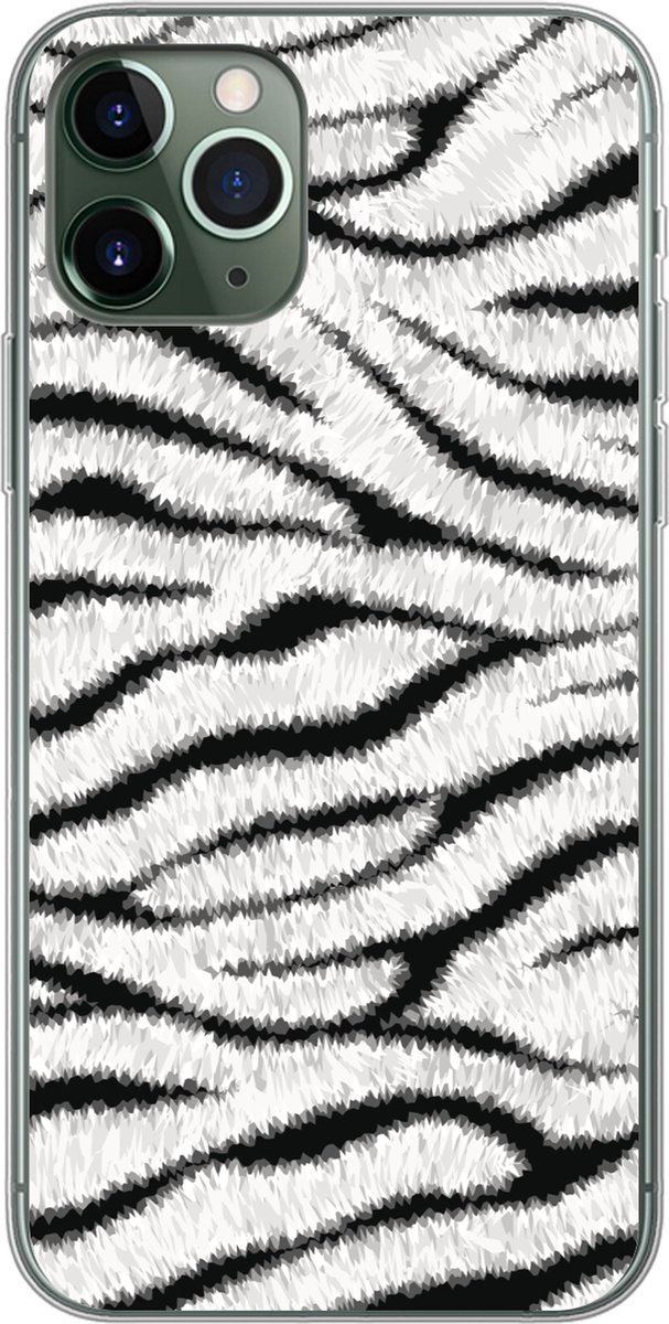 Telefoonhoesje Geschikt voor iPhone 11 Pro hoesje - Dierenprint - Zebra - Wit - Siliconen Telefoonhoesje Telefoonhoesje