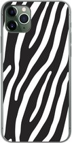 Geschikt voor iPhone 11 Pro Max hoesje - Dieren - Zebraprint - Zwart - Siliconen Telefoonhoesje