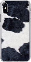 Geschikt voor iPhone Xs hoesje - Afbeelding van een zwart-witte koeienhuid - Siliconen Telefoonhoesje