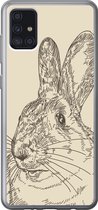 Geschikt voor Samsung Galaxy A52 5G hoesje - Vintage illustratie van een konijn - Siliconen Telefoonhoesje