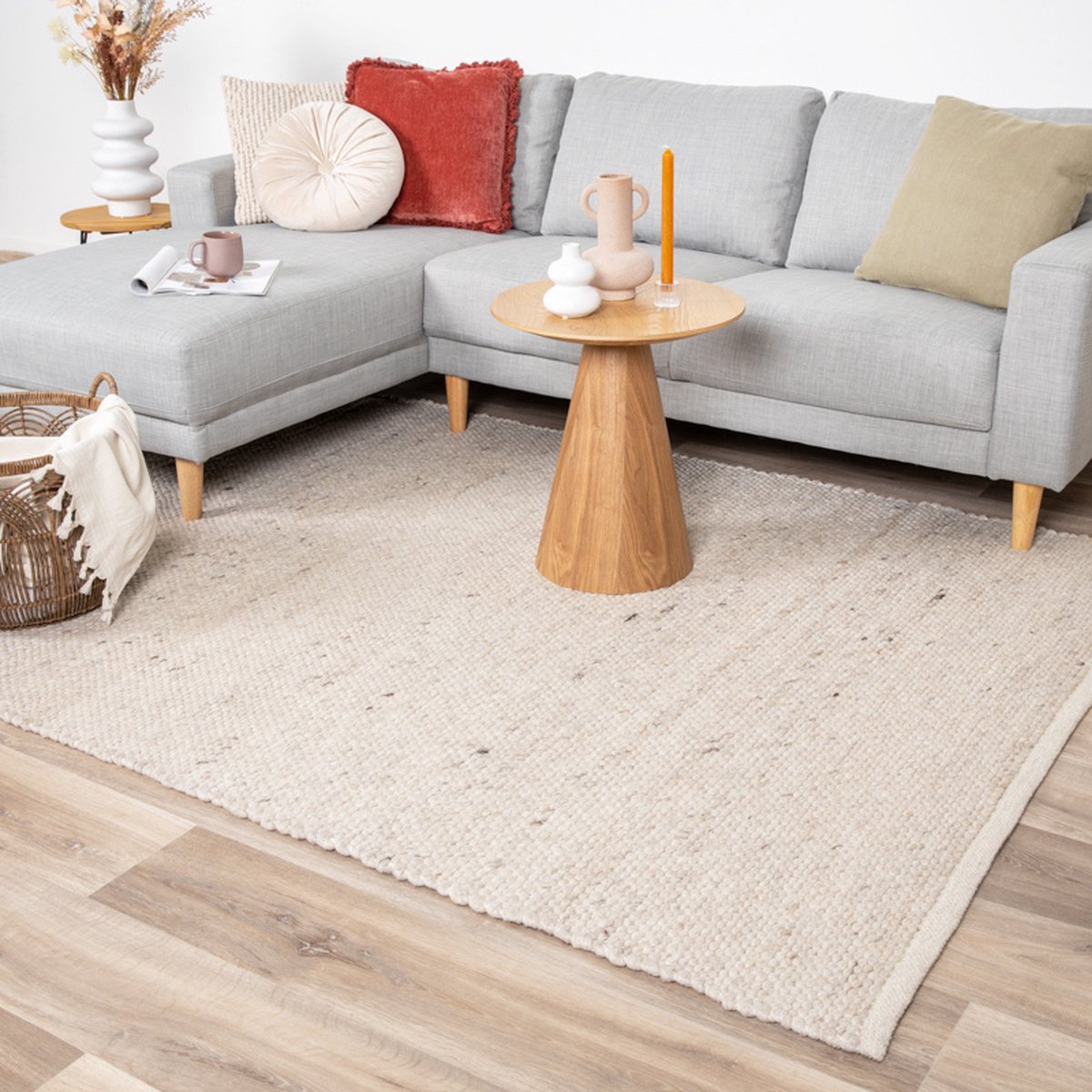 NATURL. Wollen vloerkleed - Feline Wit/Gemeleerd - 140x200cm
