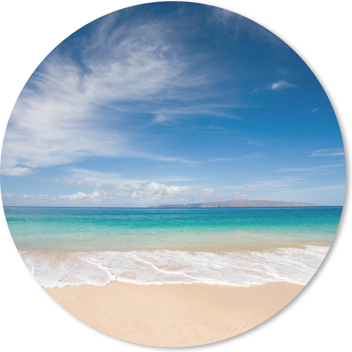 Muismat rond 20x20 cm - Mousepad Een tropisch strand op Hawaii waar de golven aanspoelen op - Ronde muismatten