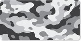 Bureau onderlegger - Muismat - Bureau mat - Zwart-wit camouflage patroon - 80x40 cm
