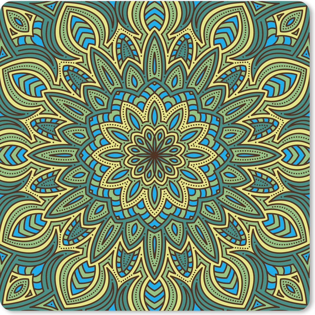 Muismat 30x30 cm - Mousepad Mandala met bloemdetails - Muismatten