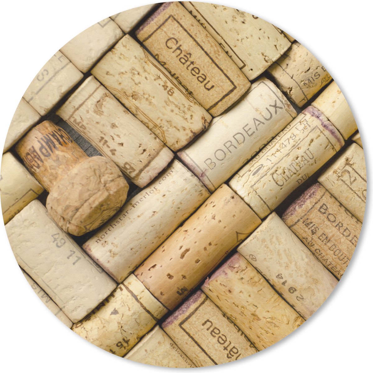 Muismat rond 40x40 cm - Mousepad Netjes neergelegde kurken - Ronde muismatten