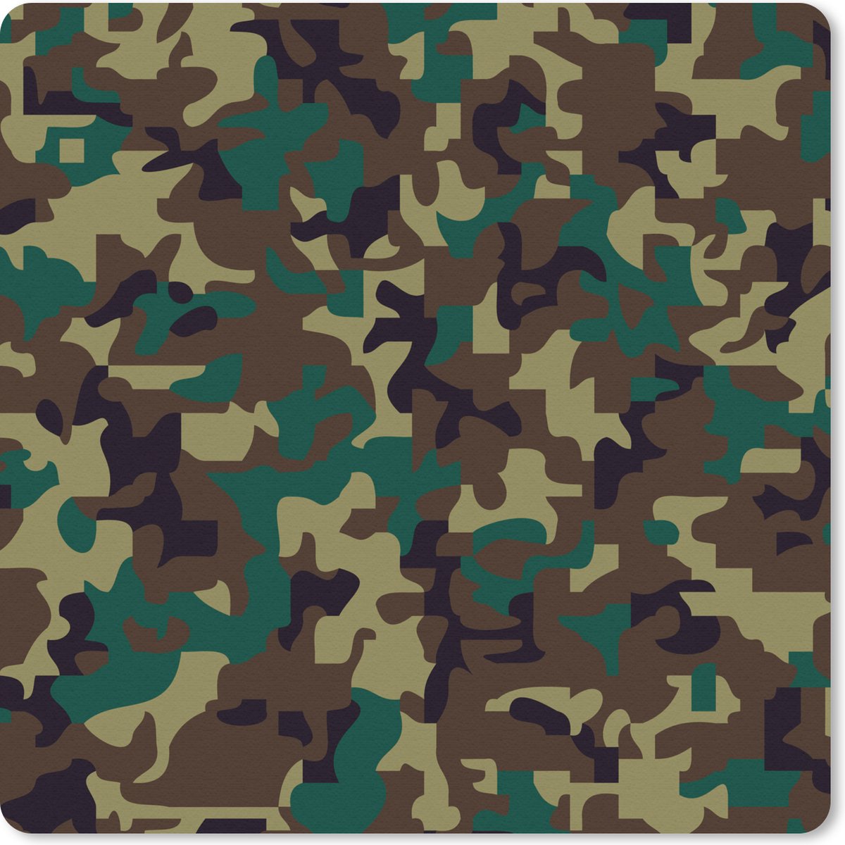 Muismat 30x30 cm - Mousepad Camouflage patroon met donkere kleuren - Muismatten