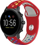 Siliconen Smartwatch bandje - Geschikt voor  Fossil Gen 5 sport band - rood kleurrijk - Strap-it Horlogeband / Polsband / Armband