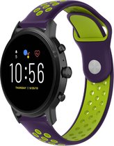 Siliconen Smartwatch bandje - Geschikt voor  Fossil Gen 5 sport band - paars/geel - Strap-it Horlogeband / Polsband / Armband