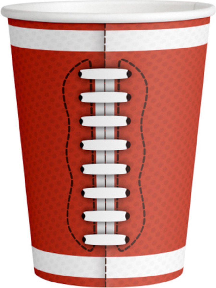 Amscan Feestbekers Touchdown! 250 Ml Papier Rood 6 Stuks
