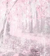 Fotobehang - Pink Forest Abstract 225x250cm - Vliesbehang