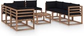 Decoways - 9-delige Loungeset met zwarte kussens