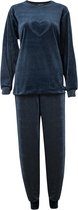Meisjes pyjama velours 144034 navy 80% katoen - 20% polyester 176