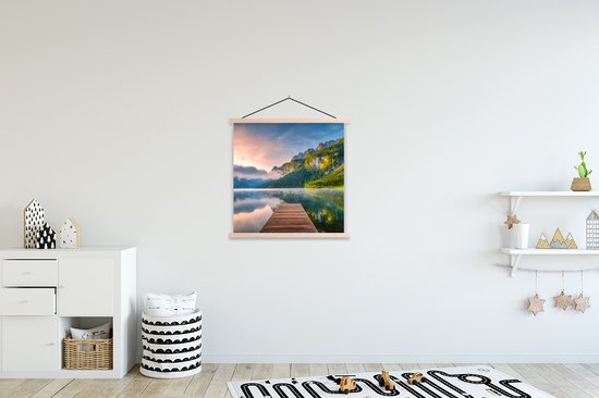 Porte-affiche avec affiche - Affiche scolaire - Lever de soleil impressionnant dans les montagnes d'Autriche - 60x60 cm - Lattes transparentes