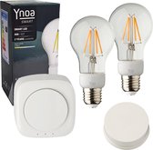 Ynoa smart home - Startpakket - Zigbee gateway + 2 x E27 smart lamp filament dimbaar + 1-knops afstandsbediening