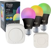 Ynoa slimme verlichting -Zigbee 3.0 starterpakket - Bridge + 3 x E27 lamp RGB+W wit + 5-knops afstandsbediening - Diverse kleuren en wittinten instelbaar