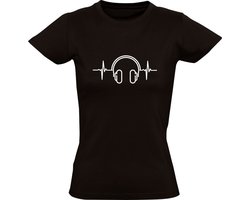 Koptelefoon Hartslag Dames T-shirt - muziek - dj - festival - techno - house - rock - band - ritme - concert - heartbeat