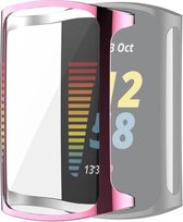 By Qubix - Geschikt voor Fitbit Charge 5 - Fitbit Charge 6 siliconen case (volledig beschermd) - Roze