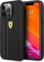 Ferrari Leather Back Cover Telefoonhoesje voor Apple iPhone 13 Pro Max - Bescherm je Telefoon, Kleur: Zwart