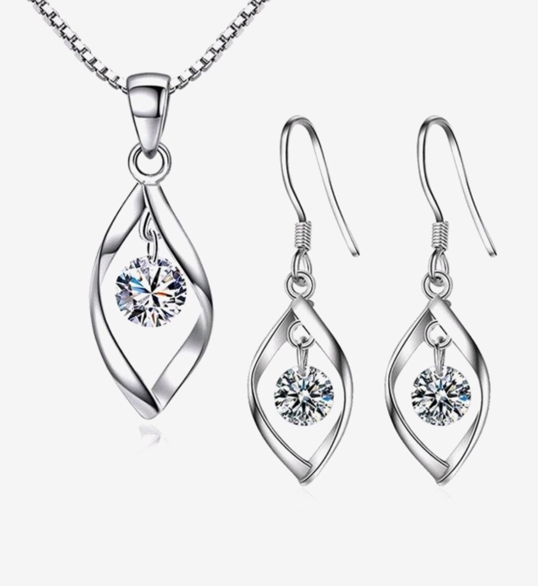 Sieraden set dames – Ketting – Oorbellen - Zilver – Waterdruppel - Valentijn - Cadeau voor haar