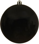 Kerstversieringen set van 6x grote kunststof kerstballen zwart en terra 14 cm glans - 3x per kleur