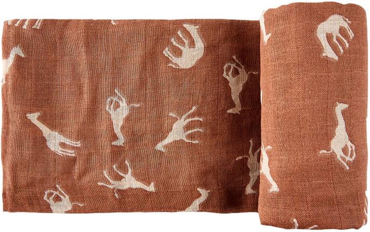 Goedkoopste HappyBear | Swaddle Hydrofiele Doek - Savanna | Extra groot - 120cm | Inbakerdoek | 100 zachte tweelaags katoenen mousseline