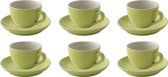 Palmer Cappuccino tasse et soucoupe Colors 18 cl 14 cm Vert Porcelaine 6 pièce(s)