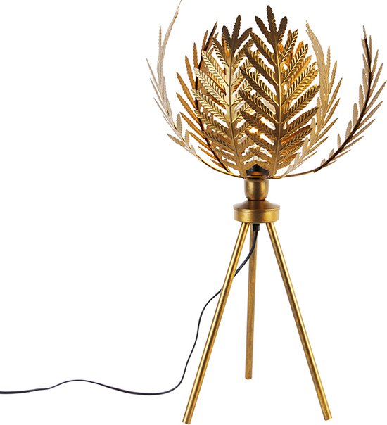Qazqa Botanica – Lampada Da Terra Retrò 2 Luci – Struttura Oro/Ottone – Altezza 156 Cm – Dimmerabile – Per Soggiorno, Camera, Ingresso - 6