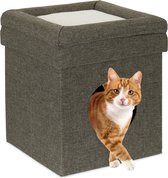 Pouf de lit pour chat Relaxdays pliable - maison de chat douce - hocker en tissu - petits chiens