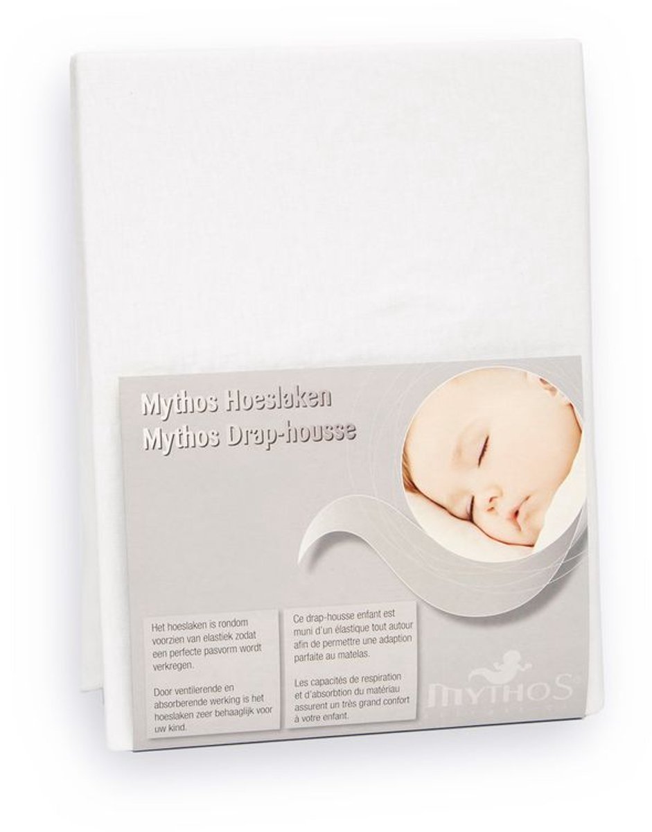 Mythos ledikanthoeslaken jersey 60x120 - wit