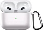 Airpods 3 Hoesje Case Siliconen Hoes Geschikt voor Apple AirPods 3 Case Hoesje Met Clip - Wit