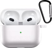 AirPods 3 Hoesje Siliconen Case Wit - AirPods 3 Case Hoes Met Haak - Hoesje Geschikt Voor Apple AirPods 3 Case - Wit