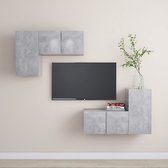 4-delige Tv-meubelset spaanplaat betongrijs